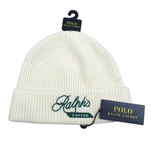Polo Ralph Lauren Ralph’s Coffee Wool-Blend Cream Beanie Cap One Size NEW